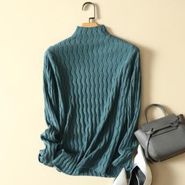 Women's Sweaters Mock Neck Elastic Knitted Women Sweater Pullovers Autumn Design 2023 Long-Sleeved Elegant Female Pulls Outwear Tops