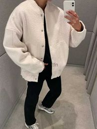 Men's Jackets YENKYE New 2023 Women Fashion Oversized Bomber Jacket Coat Vintage Solid Long Sleeve Fe Pockets Chic Loose OuterwearL231006