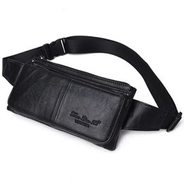 Waist Bags Genuine Leather Fanny Waist Pack Hip Bum Bag for Men Travel Casual Cell Phone Case Real Cowhide Purse Chest Pack Belt Bag 231006