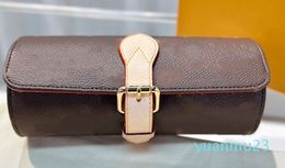 Retro Brown Checkered Watchcase Designer Womens Mens Travel Accessory Storage Classical Fashion Present Gift