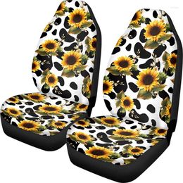 Car Seat Covers Cover Front S Interior Protector Set Of 2 PCS With Sunflowers Cow Pattern Auto Accessories For Vehicle Sedan SUV