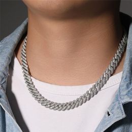 10mm copper cuban link chain mens necklace bracelet Jewellery gold chain for man Hip Hop Diamond Iced Out Chains AAA Zirconia Silver261u