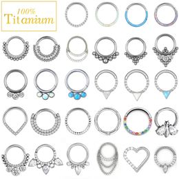 Nose Rings Studs F136 Piercing Jewellery Set Septum Percing Nose Rings Zircon Hoop Earrings For Women Cartilage Helix Daith Tragus Clicker 231005