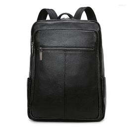 Backpack 2023 Brand Natural Cowskin Genuine Leather Men's Fashion Large Capacity Shoolbag Boy Laptop Computer Bag