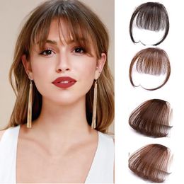 Bangs Clip In Air Bangs Thin Fake Fringes Natural Straigth Synthetic Neat Hair Bang Accessories For Girls Invisible Natural 4 Colours 231006