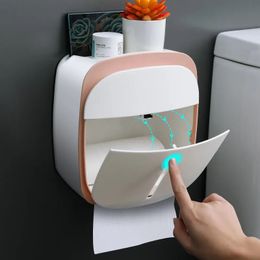 Toilet Paper Holders Toilet Paper Holder Multifunction Waterproof Wall Mounted with Drawer Punchfree Bathroom Tissue Shelf Storage Box Wc Accessories 231005