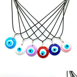 Pendant Necklaces Fashion Colorf Resin Round Evil Eyes Bead Lucky Turkish Acrylic Blue Eye For Womens Jewellery Drop Delivery P Dhgarden Dhrkf