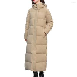 Women's Trench Coats Winter Parkas Hooded Down Cotton Women Jacket Windproof Thick Warm Long Puffer Coat White Female Basic Snow Overcoat