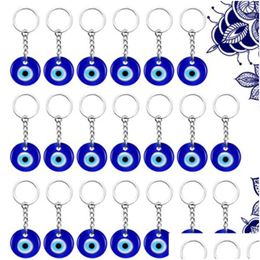 Key Rings Classic Turkish Evil Eye Keychain Keyring Women Men Glass Lucky Blue Bag Car Box Phone Charm Ring Drop Delivery Jew Dhgarden Dhgeh