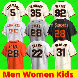 5 Mike Yastrzemsk Brandon Crawford Baseball Jersey Buster Posey Kris Bryant Willie Mays 62 Logan Webb Isan Diaz Willie Mccovey Pederson Orange Custom Men Women Kids