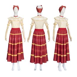 Encanto Dolores Madrigal Dress Cosplay Costume Full Set with Top and Long Skirt Outfit for Adult and Kids Halloween Partycosplay