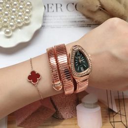 Other Watches Unique Snake Shaped Watches for Women with Rhinestone Fashion Luxury Brand Ladies Watch Diamond Snake Bracelet Wrist Watch Girl 231006