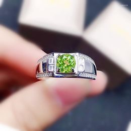 Cluster Rings Men Ring Natural Real Green Peridot Round 925 Sterling Silver 6 6mm 0.9ct Gemstone Fine Jewelry For Or Women X219257