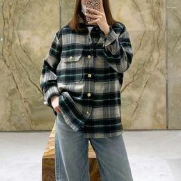 Women's Blouses 2023 Autumn And Winter Women Classic Contrasting Plaid Workwear Style Casual Shirt Jacket