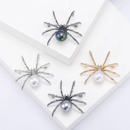 Brooches Spider Pearl Insect Brooch Women Female Corsage Gifts Men Clothing Accessories Rhinestone Pin Fashion Personality Jewellery