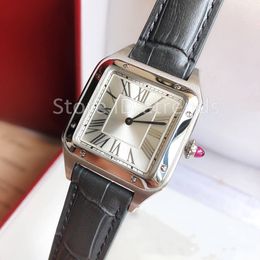 Top Quality Fashion Quartz Watch Men Women Gold Silver Dial Sapphire Glass Leather Strap Wristwatch Classic Square Design Special Version Ladies Casual Clock 170A