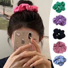 Women Velvet Scrunchie Candy Colour Elastic Hair Bands Headband Ponytail Holder Hair Ties Soft Plush Hair Accessories