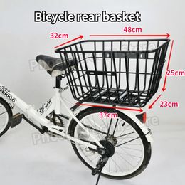 Panniers Bags Rear Bike Basket Bicycle Bag Large Capacity Metal Wire Bicycle Basket Waterproof Rainproof Cover Bike Bag Bike Accessories 231005