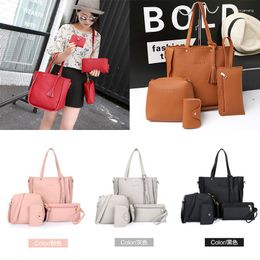 Evening Bags 4 Pcs/Set Women Top-Handle Female Composite Messenger Handbag Set PU Leather Wallets Key Bag