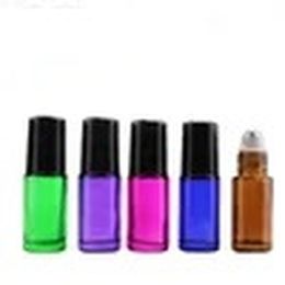5ml Thick Empty Glass Roller Bottles Amber Blue Red Green Purple RollOn Bottles with SS Balls and Black Lids Wivbi ZZ