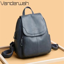 School Bag Large Capacity Backpack Purses High Quality Leather Female Vintage Bags Travel Bagpack Ladies Bookbag Rucksack 231005