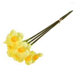 Decorative Flowers Wreaths Artificial Silk Daffodils Real Touch Simation Fake Bouquet Indoor Lifelike For Holidays Decoration Drop Del Dhuhn