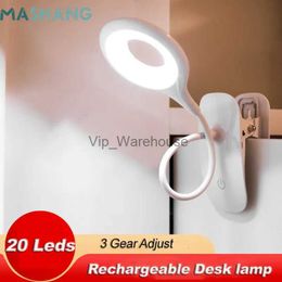 Table Lamps 20 Led Desk Lamp with Clip on Bed Flexible Rechargeable Battery Table Lamp for Study Bedroom Living Room Reading Touch Light YQ231006