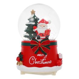 Christmas Toy Supplies Crystal Ball Luminous Music Table Top Decor Glass Snow Globe Christmas Xmas Melodies Balls Desktop Adornment Musical box YQ231006