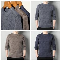 Men's Vests Autumn And Winter Loose Micro Elastic Casual Versatile Jacquard Design Round Neck Knitted Long Sleeve Sweater