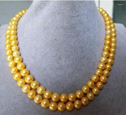 Chains Fashion Jewellery 8-9 Mm Round Natural South Sea Gold Pearl Necklace 60 " 14 K