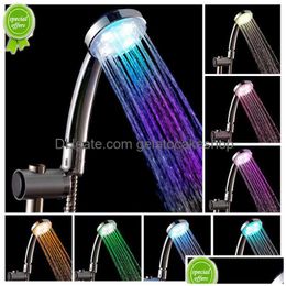 Bathroom Shower Heads Head Led Rainfall Sprayer Matically Color-Changing Temperature Sensor Water Saving Showerhead For Drop Deliver Dhskn