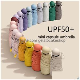 Regenschirme Capse Sun Umbrella Female Sunsn UV-Schutz Sunshade Sunshine Rain Dual-Use Mini Five-Fold Tra-Light Compact Drop Delive Dhwng