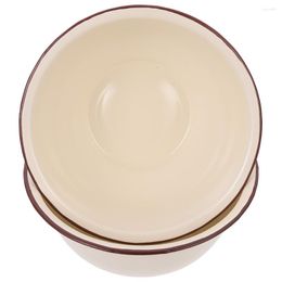 Dinnerware Sets 2 Pcs Nostalgia Enamel Bowl Baby Tableware Mixing Bowls Stainless Steel Plates Retro
