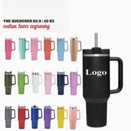 Ready to ship With Logo 40oz Mugs With Handle Insulated Tumblers Lids Straw Stainless Steel Coffee Termos Cup Popular NEW