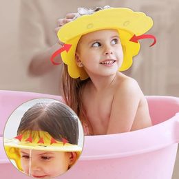 Shower Caps Children's Baby Bath Shower Cap Shampoo Bath Cap Adjustable EVA Cap Waterproof Eye Protection Earmuff Headgear Shampoo Cap 231006