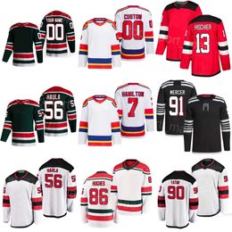 Men Kids Women Hockey 86 Jack Hughes Jerseys 13 Nico Hischier 7 Dougie Hamilton 63 Jesper Bratt 91 Dawson Mercer 90 Tomas Tatar 56 Erik Haula Reverse Retro Embroidery