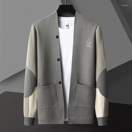 Men's Sweaters High End Fashionable Mens Striped Knitted Cardigan Exquisite Jacquard Contrast Colour Casual Shawl Sweater Spring And Autumn