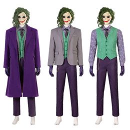 Adult Man Bat Cosplay Man Purple Joker Cosplay Costume Woollen Long Trench Coat Customizable Halloween Ledger Cosplay Joker Suitcosplay