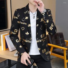 Men's Suits 2023 Four Seasons High Quality Fashion All-in-one Korean Floral Suit Jacket Casual Slim Body Men Blazer Fit