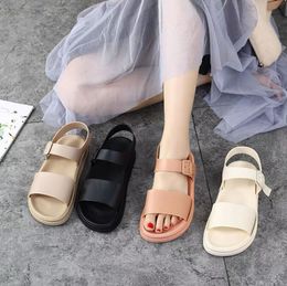 Beach shoes round head side empty women's Roman shoes flat sandals women buckle strap plastic non-slip waterproof sandals Y220607