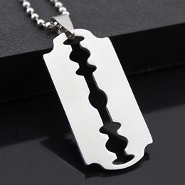 Titanium Steel Fashion Razor Blades Pendant Necklaces Punk Rock Men Jewellery Cool Shaver Necklace for Party Gift203z