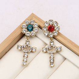 Luxury Coloured Jewel Earrings Brand Women Designer Earrings Letter Ear Stud Gold Plated Wedding Party Jewellery Accessories