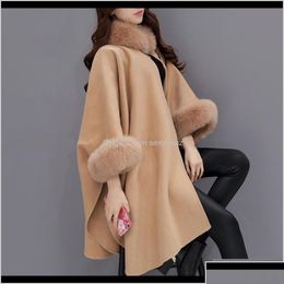 Women'S Wool Blends Womens Xxl Plus Size Long Winter Coat Women Cotton Overcoat Camel Knitwear Shawl Cape Feminino Warm Outerwear Dhuwc