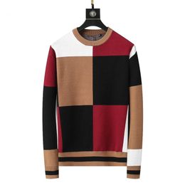 Men's Sweaters Fall Winter chest Embroidered badge logo High End Designer Knitwear Men Classic Casual Stripe Plaid Pullovers Mens Business Soft Warm