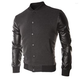 Men's Jackets 2024 Autumn Fashion Spliced Slim Fit Sweater Single Breasted Standing Collar Coat Casual Male Sports Clothes