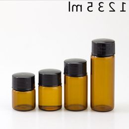 1ml 2ml 3ml 5ml Amber Essential oil Glass Dropper bottle Mini Glass essential Oil bottle with Glass vials F383 Lriqa