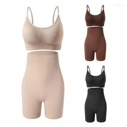 Women's Shapers Women Bodybuilding Belly Contracting Breasts Support 2pieces Bra&Short Pants Postpartum Waist-slimming 10CF