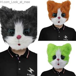 Party Masks Halloween Cat Head Mask Latex Animal Mask Novelty Party Costume Accessories Cosplay Props Performances Dress Up for Adult Kids Q231009
