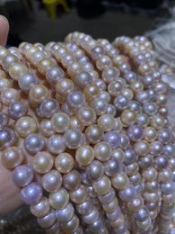 Chains Real Po 9-10 MM SOUTH SEA NATURAL Pink PURPLE Colourful PEARL NECKLACE 14K GOLD CLASP Fine Jewellery Gifts