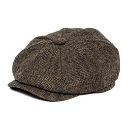 BOTVELA Men 8 Piece Wool Blend Newsboy Flat Cap Gatsby Retro Hat Driving Caps Baker Boy Hats Women Boina Khaki Coffee Brown 005 20186L